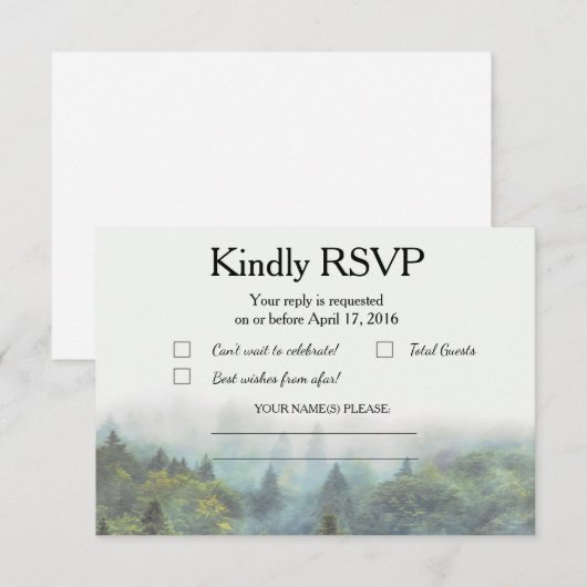 Rustiek Bos Bruiloft RSVP Kaartje (Voorkant / Achterkant)