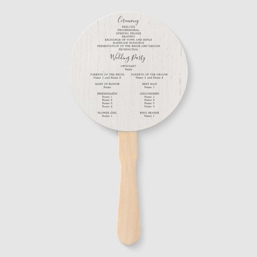 Rustiek bos buiten bos bruiloft programma handwaaier (Achterkant)