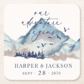 Rustiek bos dennenbos Ons avontuur begint Kartonnen Onderzetters (Voorkant)