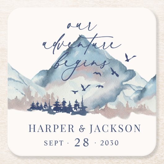 Rustiek bos dennenbos Ons avontuur begint Kartonnen Onderzetters (Voorkant)