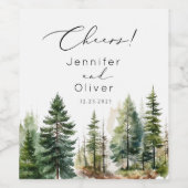 Rustiek bos elegante Cheers Wedding Wijn Etiket (Enkel label)