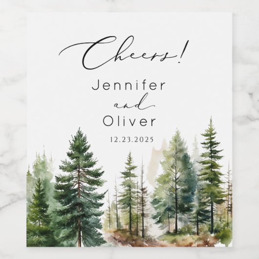 Rustiek bos elegante Cheers Wedding Wijn Etiket (Enkel label)