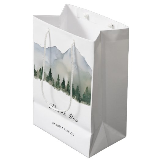 Rustiek Bos en Berg Bruiloft Medium Cadeauzakje (Voorkant Gekanteld)