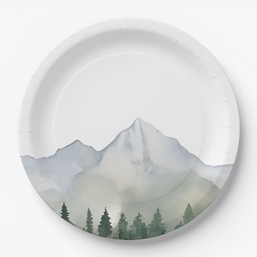 Rustiek Bos en Berg Bruiloft Papieren Bordje (Voorkant)