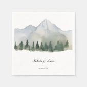 Rustiek Bos en Berg Bruiloft Servet (Voorkant)