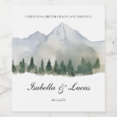 Rustiek Bos en Berg Bruiloft Wijn Etiket (Enkel label)