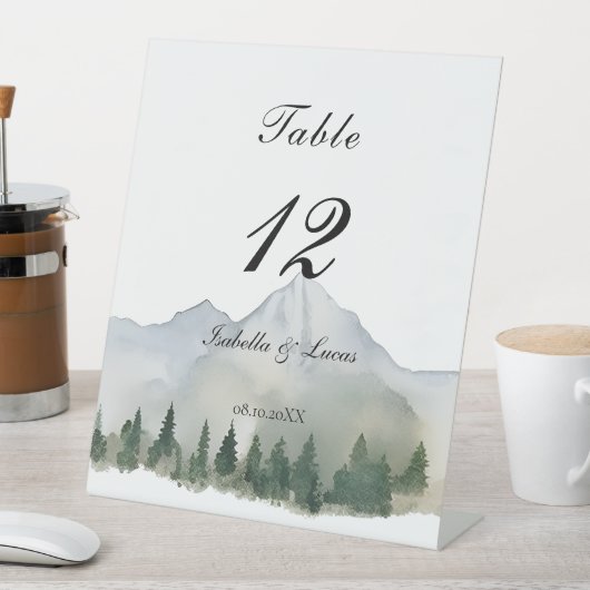 Rustiek Bos en Berg Tafel Nummer Reclamebord Met Voetstuk (Insitu)