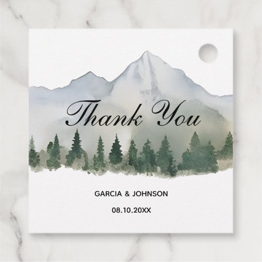 Rustiek Bos en Berg Trouwplein Bedankjes Labels (Achterkant)