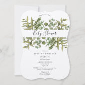 Rustiek bos Eucalyptus groen Baby shower Kaart (Voorkant)