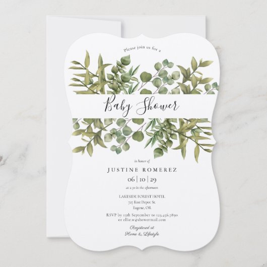 Rustiek bos Eucalyptus groen Baby shower Kaart (Voorkant)