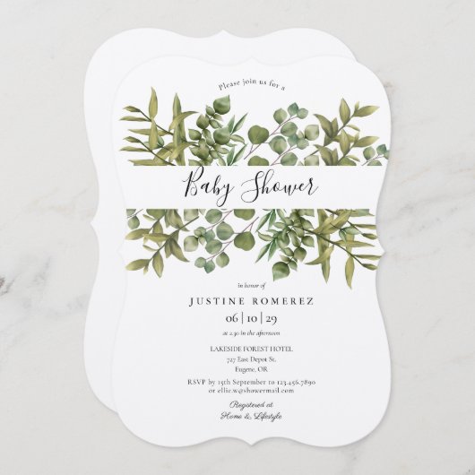 Rustiek bos Eucalyptus groen Baby shower Kaart (Voorkant / Achterkant)