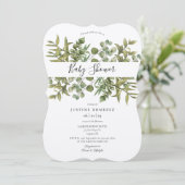Rustiek bos Eucalyptus groen Baby shower Kaart (Staand voorkant)