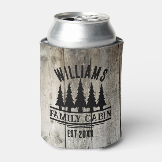 Rustiek Bos Gepersonaliseerde Familie Cabine Naam Blikjeskoeler (Blikje Voorkant)