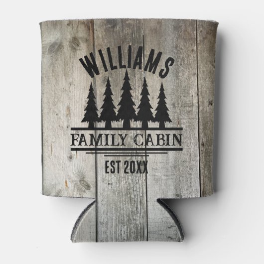 Rustiek Bos Gepersonaliseerde Familie Cabine Naam  Blikjeskoeler (Voorkant)