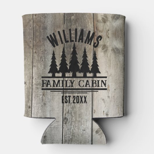 Rustiek Bos Gepersonaliseerde Familie Cabine Naam  Blikjeskoeler (Achterkant)