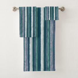 Rustiek Bos Green Stripes Art van Heva Weva Bad Handdoek