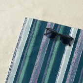 Rustiek Bos Green Stripes Art van Heva Weva Strandlaken (In situ)