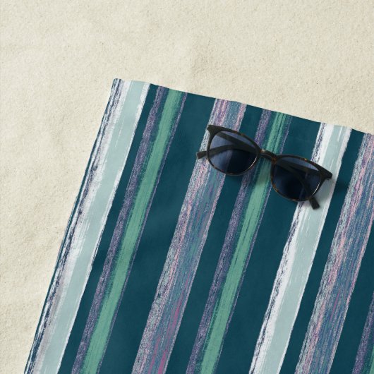 Rustiek Bos Green Stripes Art van Heva Weva Strandlaken (In situ)