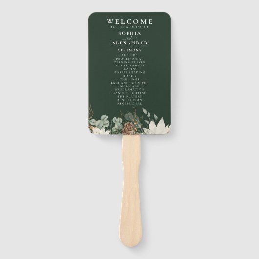 Rustiek bos groen bruiloft programma Set van fans Handwaaier (Voorkant)