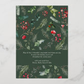 Rustiek Bos Groene Botanische Bloemen 3 Foto Goud Folie Feestdagenkaart (Achterkant)