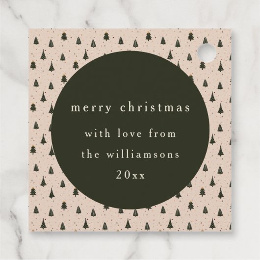 Rustiek Bos Groene Kerstbomen Cadeau van Bedankjes Labels (Achterkant)