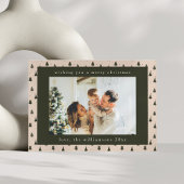 Rustiek Bos Groene Kerstbomen Twee Foto Feestdagenkaart