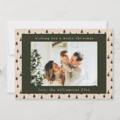 Rustiek Bos Groene Kerstbomen Twee Foto Feestdagenkaart (Voorkant)