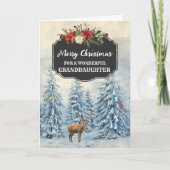 Rustiek Bos Kleindochter Vrolijk Kerstfeest Kaart (Voorkant)