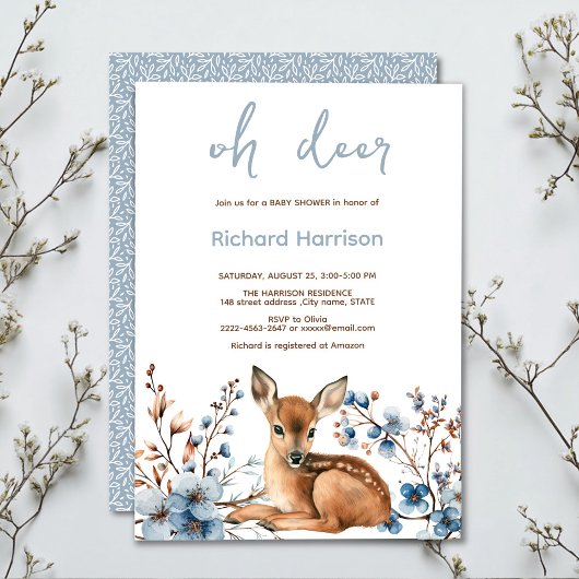 Rustiek bos Oh hert leuke baby shower uitnodiging