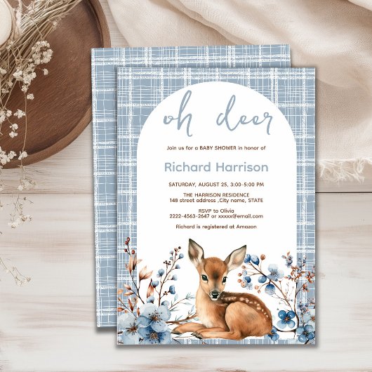 Rustiek bos Oh hert leuke baby shower uitnodiging