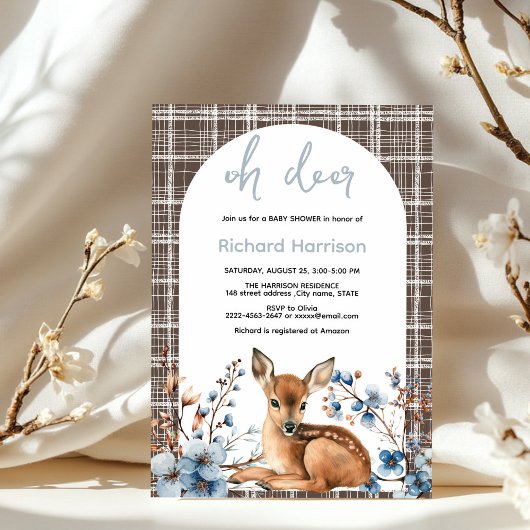 Rustiek bos Oh hert leuke baby shower uitnodiging