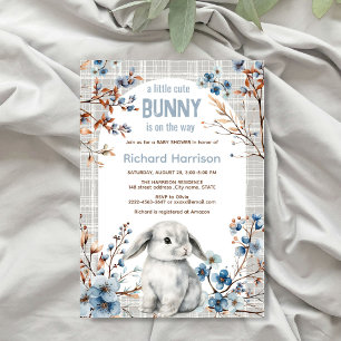 Rustiek bos schattige bunny baby shower uitnodigin kaart
