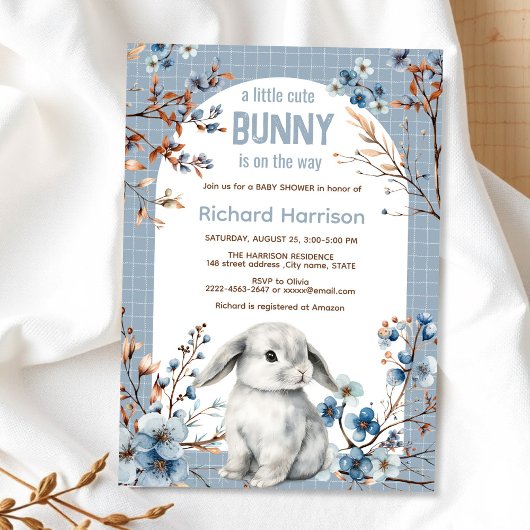Rustiek bos schattige bunny baby shower uitnodigin kaart