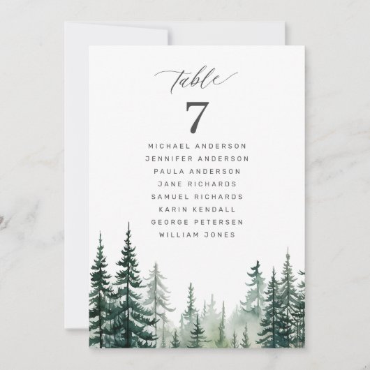 Rustiek bos trouwtafel zitkaart kaart (Voorkant)