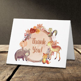 Rustiek bosdieren herfst Baby shower Bedankkaart