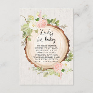 Rustiek bosgebied boek aanvraag meisje baby shower informatiekaartje