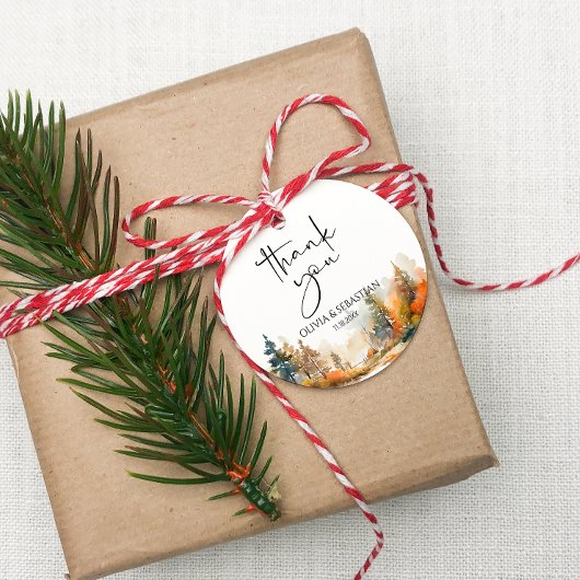 Rustiek bosgebied herfst bos Dank u Bedankjes Labels