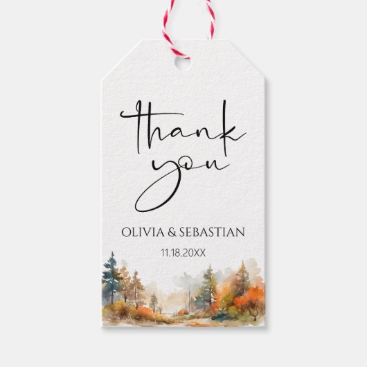 Rustiek bosgebied herfst bos Dank u Cadeaulabel (Voorkant)