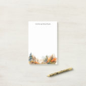 Rustiek bosgebied herfstbos post-it® notes (Op bureau)