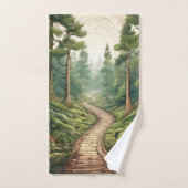 rustiek bospad met monogram bad handdoek (Handdoek)