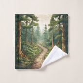 rustiek bospad met monogram bad handdoek (Wasdoekje)
