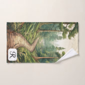 rustiek bospad met monogram bad handdoek (Handdoek)