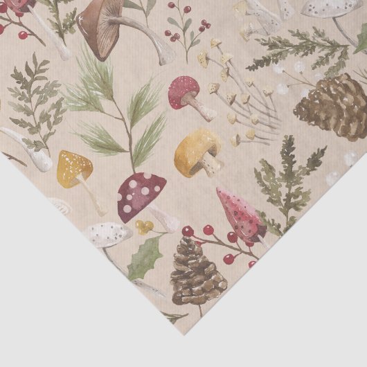 Rustiek bosrijke Waterverf bosrijk paddenstoelenbo Tissuepapier (Detail)