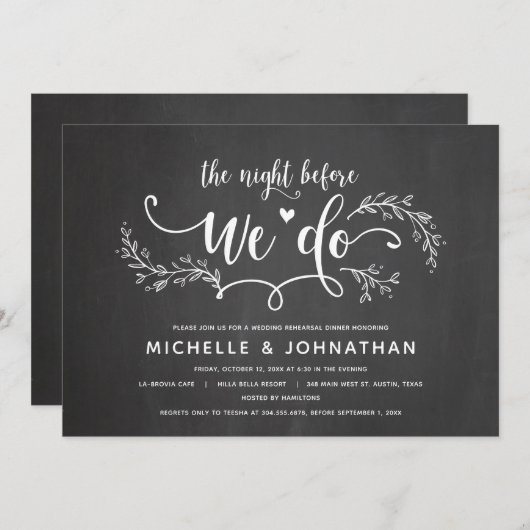 Rustiek botanisch bruiloft repetitie diner kaart (Voorkant / Achterkant)