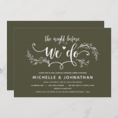 Rustiek botanisch bruiloft repetitie diner kaart (Voorkant / Achterkant)