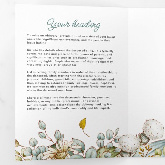 Rustiek Botanisch Groen & Bloemen Liefdevol Geheug Drieluik Programma (Binnenzijde eerst)