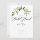 Rustiek Botanisch groen Bough Bridal Brunch Kaart (Voorkant)
