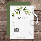 Rustiek Botanisch groen Bough Wedding QR-code RSVP Kaartje