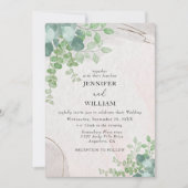 Rustiek Botanisch groen Eucalyptus bruiloft Kaart (Voorkant)