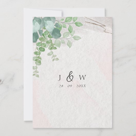 Rustiek Botanisch groen Eucalyptus bruiloft Kaart (Achterkant)